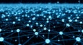 Blue Glowing Neural Network with Interconnected Digital Data Points and Cyber Information Web Royalty Free Stock Photo