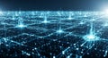 Blue Glowing Neural Network with Interconnected Digital Data Points and Cyber Information Web Royalty Free Stock Photo