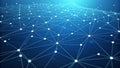 Glowing Blue Digital Network Web of Interconnected Nodes on Abstract Gradient Background Royalty Free Stock Photo