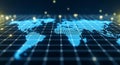 Digital global network connection over world map with data nodes and communication lines illustrating technology integration Royalty Free Stock Photo