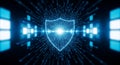 Digital shield icon representing cybersecurity data protection and secure network technology concepts Royalty Free Stock Photo