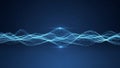 Glowing blue digital wave network with connected dots and lines abstract background Royalty Free Stock Photo