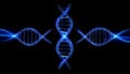 Glowing Blue DNA Helixes on Dark Background Royalty Free Stock Photo