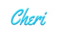 Glowing blue effect of name Cheri on white background. Royalty Free Stock Photo