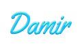 Glowing blue effect of name Damir on white background. Royalty Free Stock Photo