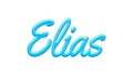 Glowing blue effect of name Elias on white background. Royalty Free Stock Photo