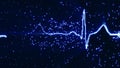 Glowing blue EKG electrocardiogram waveform on monitor