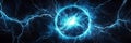 Glowing Blue Energy Circle with Electric Arcs Royalty Free Stock Photo