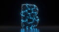 Glowing Blue Energy Letter B - Abstract Polygonal Design Royalty Free Stock Photo