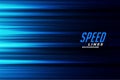 Glowing blue fast motion speed lines background