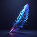 Glowing Blue Feather on a Dark Background Royalty Free Stock Photo