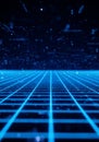 Glowing Blue Grid Digital Network Abstract Background Royalty Free Stock Photo