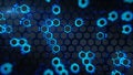 Glowing blue hexagons 3D render illustration Royalty Free Stock Photo