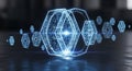 Abstract glowing blue hexagons represent technology and futuristic network systems Royalty Free Stock Photo