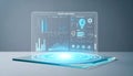 Futuristic Holographic Data Dashboard on Tablet Royalty Free Stock Photo