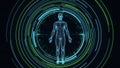 Futuristic Human Body Scan with Digital Interface and Concentric Circles Royalty Free Stock Photo