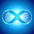 Glowing Blue Infinity Symbol on an Abstract Background Royalty Free Stock Photo