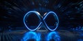 A glowing blue infinity symbol on a dark background Royalty Free Stock Photo