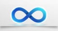 Glowing blue infinity symbol on a white background. Limitless and continuous loop concept. International day of persons with Royalty Free Stock Photo