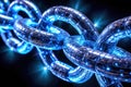 Glowing Blue Interconnected Chain Links A Futuristic Abstract Visualizing Global Network Strength and Security