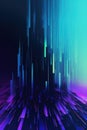 Glowing blue interference lines and lights on black, created using generative ai technology