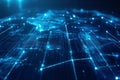 Digital network connections glowing in blue across an abstract landscape Generative AI Royalty Free Stock Photo