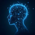 Futuristic AI Neural Network Head Illustration. Royalty Free Stock Photo