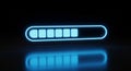 Glowing Blue Loading Bar with Progress Indicator and Reflection Royalty Free Stock Photo
