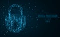 A glowing blue lock from the binary code. High technology in design. The system is under reliable protection. Vector illustration Royalty Free Stock Photo