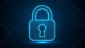 Glowing Blue Lock Illustration for Cybersecurity and Data Protection Concepts ai generated Royalty Free Stock Photo