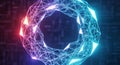 A glowing, blue molecular structure is depicted, consisting of interconnected Royalty Free Stock Photo