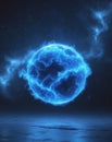 Glowing blue nebula planet cosmic energy space background Royalty Free Stock Photo