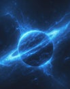 Glowing blue nebula planet cosmic energy space background. Royalty Free Stock Photo