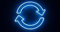 Glowing Blue Neon Arrows Forming a Circular Refresh Symbol light Royalty Free Stock Photo