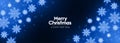 Glowing blue neon snowflakes winter merry christmas banner Royalty Free Stock Photo