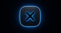 Glowing blue neon X symbol on a dark background with subtle lighting effects neon light blue light Royalty Free Stock Photo