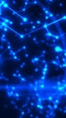 Glowing blue network of connected nodes and lines, abstract digital communication and data technology background Royalty Free Stock Photo