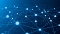 Glowing Blue Network of Connected Nodes and Lines Representing Data or Technology Connections Keywords: technology Royalty Free Stock Photo