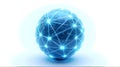 Glowing Blue Network Sphere on White Background Royalty Free Stock Photo