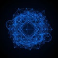 The glowing blue nodes enhance the visual depth and intricacy Royalty Free Stock Photo