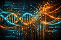 Digital DNA Helix with Binary Code and Data Streams Royalty Free Stock Photo