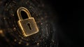 Glowing Blue Padlock Symbol on Digital Circuit Background Representing Cybersecurity, Data Protection Royalty Free Stock Photo