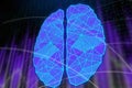 Glowing blue polygonal brain backdrop Royalty Free Stock Photo