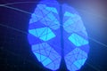 Glowing blue polygonal brain background Royalty Free Stock Photo