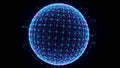 Glowing Blue and Purple Digital Sphere Network on Black Background abstract bright Royalty Free Stock Photo