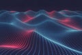 Glowing Blue and Red Data Waves in Digital Landscape, Big Data Concept Royalty Free Stock Photo