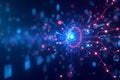Futuristic AI Technology Concept with Glowing Network Nodes and Digital Data Streams Royalty Free Stock Photo