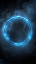 A glowing blue ring surrounded by energy in dark space creates an abstract design Royalty Free Stock Photo