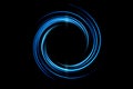 Glowing blue spiral tunnel with effect light line on black background Royalty Free Stock Photo