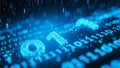 Blue Streaming Binary Code Forming a Futuristic Digital Data Background Royalty Free Stock Photo
